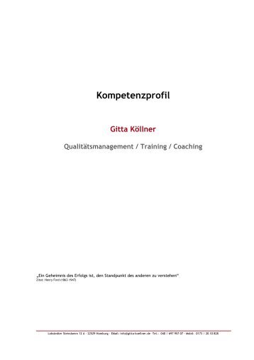 Kompetenzprofil Gitta Köllner Qualitätsmanagement ... - Trainer.de