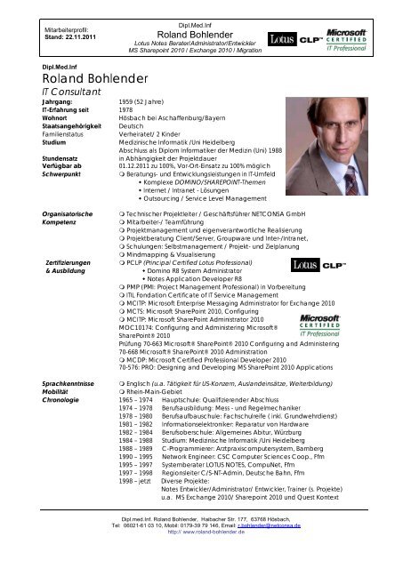 EON - Mitte - Profil: Dipl.med.Inf. Roland Bohlender