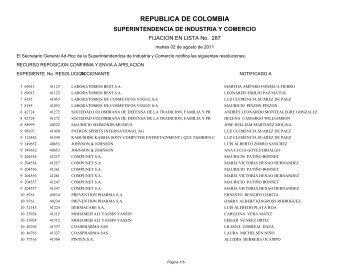 republica de colombia - Superintendencia de Industria y Comercio