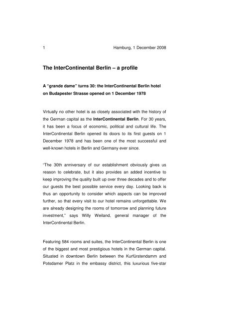 The InterContinental Berlin – a profile - Union Investment