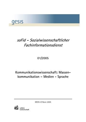 Sozialwissenschaftlicher Fachinformationsdienst - soFid - Sowiport