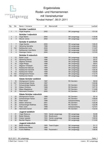 Rodelrennen - Langenegg