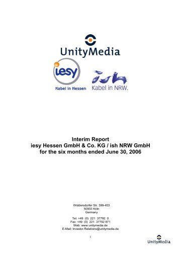 Interim Report iesy Hessen GmbH & Co. KG / ish NRW GmbH for the ...