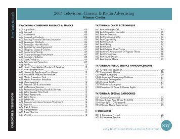 2005 Television, Cinema & Radio Advertising - New York Festivals