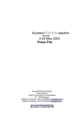 Press File - Kunstenfestivaldesarts