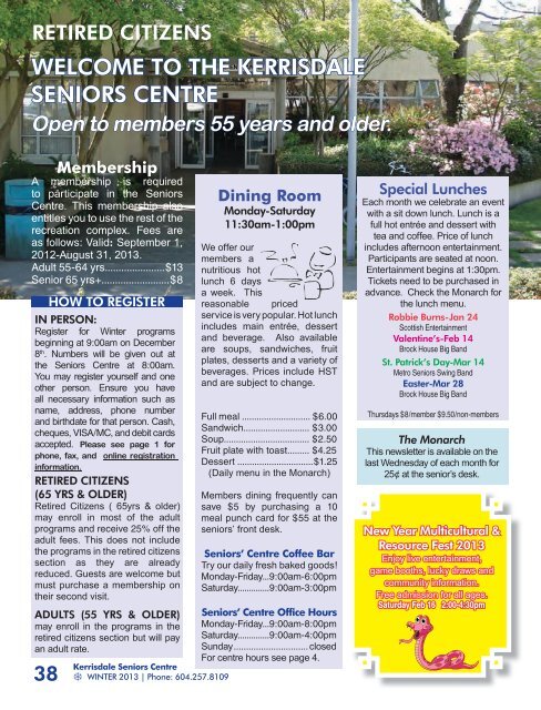 Kerrisdale Community Centre Recreation Guide ... - City of Vancouver