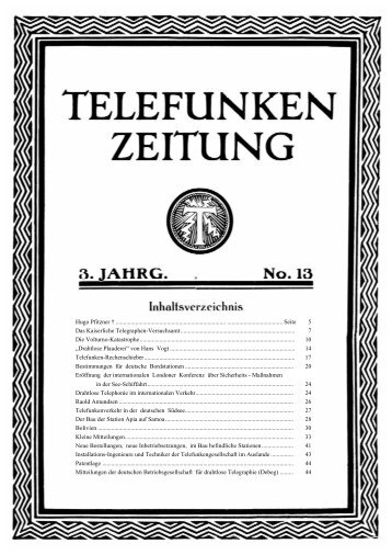 Telefunken-Zeitung 3.Jahrgang Nr.13 Januar 1914 - Radiomuseum.org