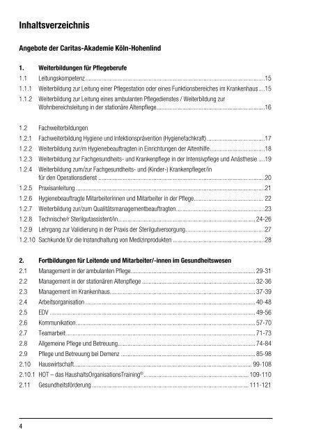 Fort- und Weiterbildung 2011 - Caritas-Akademie Köln