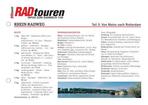 rhein-radweg - Radtouren Magazin