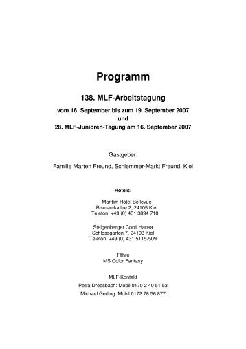 Programm 138. MLF-Arbeitstagung