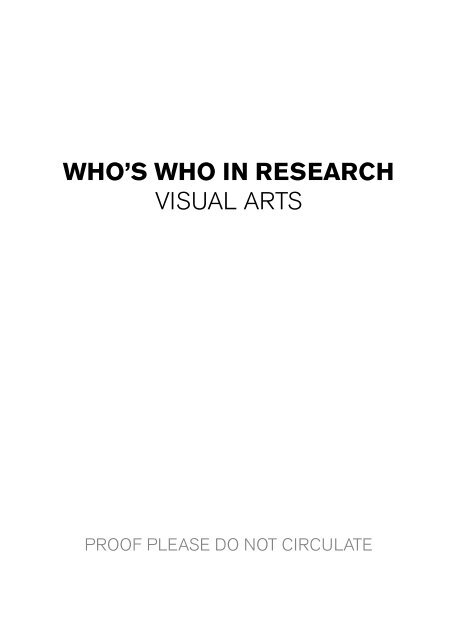 who's who in research visuAl Arts - Intellect