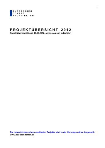 PROJEKTÜBERSICHT 2012 - Buddensieg Ockert Architekten