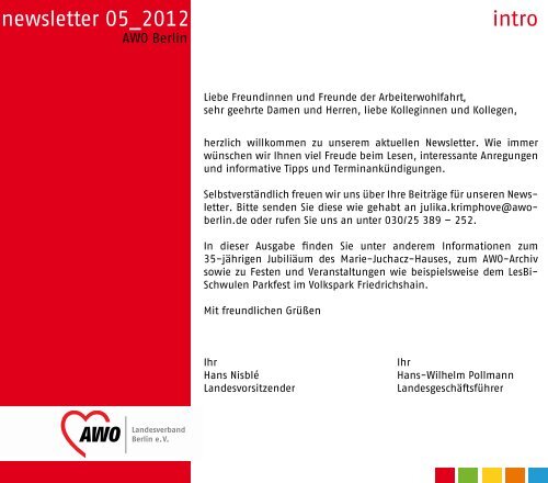 Newsletter des Landes-verbandes Juli 2012 - AWO Nordwest