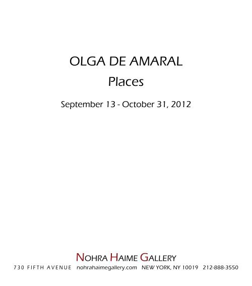 OLGA DE AMARAL - Nohra Haime Gallery