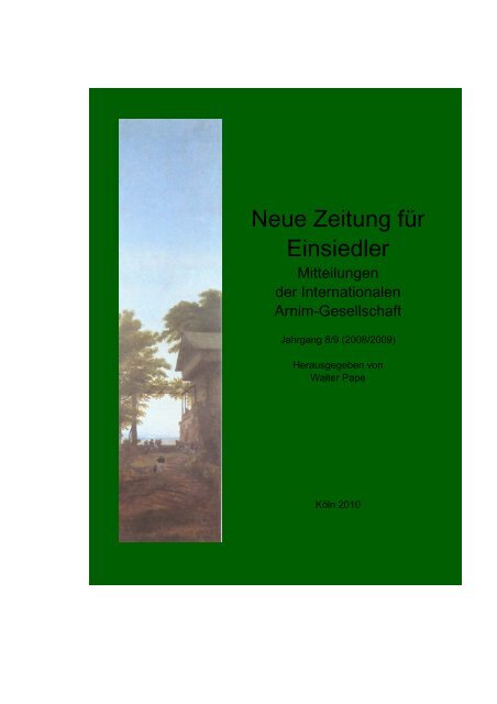 Neue Zeitung Fur Einsiedler Internationale Arnim Gesellschaft