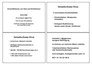 Varizella-Zoster-Virus Varizella-Zoster-Virus - Universität zu Köln