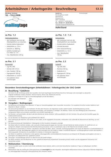 Catering, Standbewirtung (Lehrieder) - Mailingtage