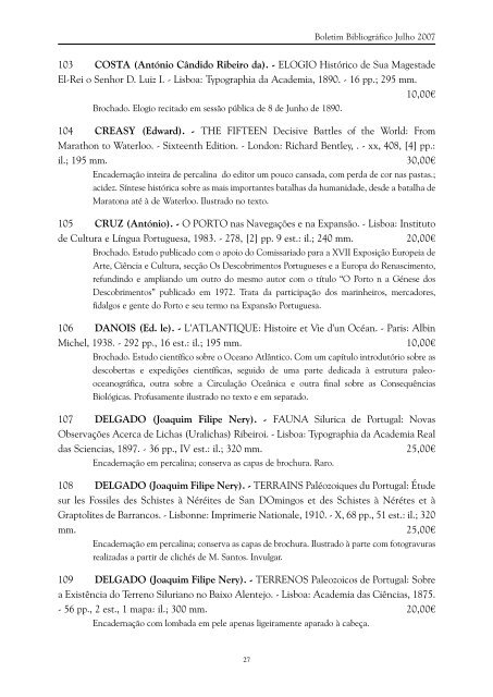 boletim bibliográfico Julho 2 0 0 7 - Otium Cum Dignitate