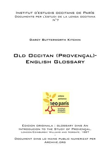 Old Occitan (Provençal)- English Glossary - IEO paris - Free