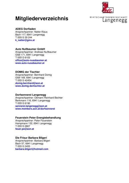 Mitgliederverzeichnis - Langenegg