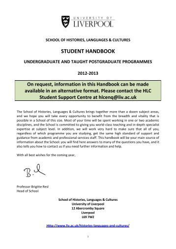 HLC Handbook for Undergraduate and Taught Postgraduate students