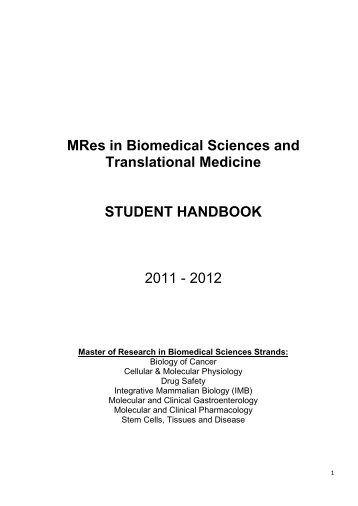 MRes in Biomedical Sciences and Translational Medicine ...