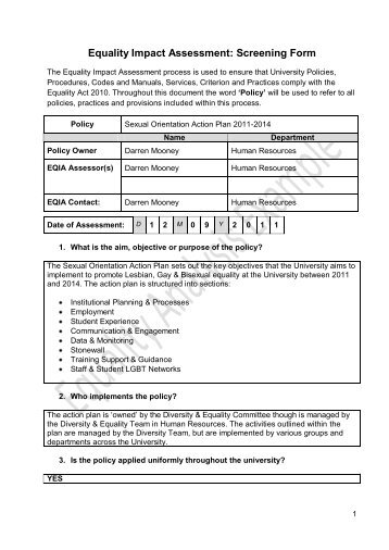 Equality Impact Assessment