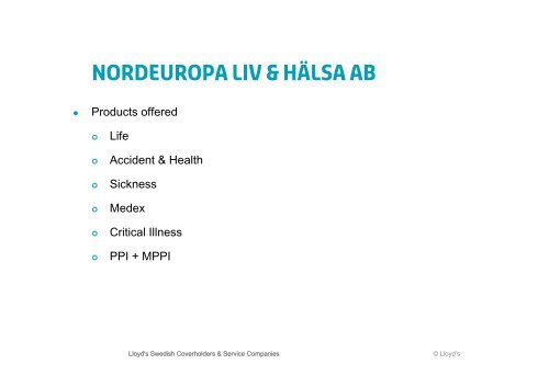 Nordeuropa Liv & Hälsa AB - Lloyd's