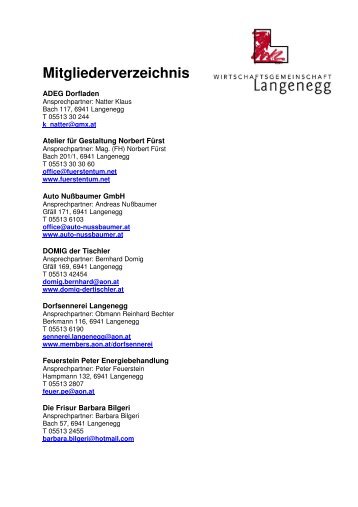 Mitgliederverzeichnis - Langenegg