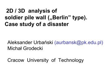 2D/3Danalysis of soldier pile wall(„Berlin”type