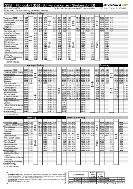 Fahrplan f.r Linie 33B-1 - Dr. Richard Autobusunternehmen