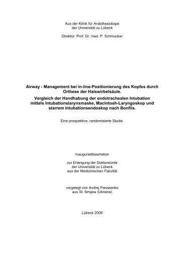 Airway - Management bei in-line-Positionierung des Kopfes durch ...