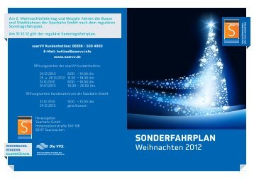 SONDERFAHRPLAN - Saarbahn GmbH