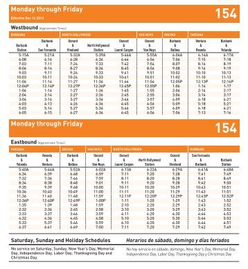 Line 154 -- Metro Local - Tarzana - Burbank Station via Burbank Bl ...