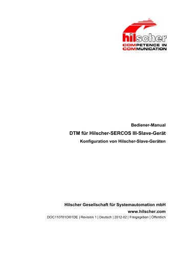 DTM für Hilscher-SERCOS III-Slave-Gerät