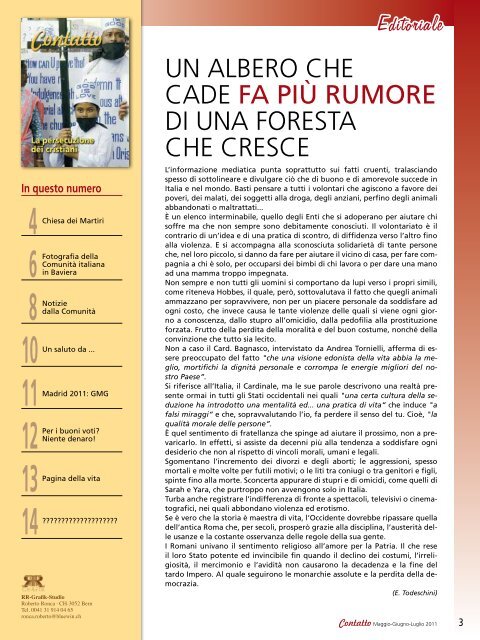 Media:Contatto nr. 03 - 2011.pdf - Missione Cattolica Italiana di ...