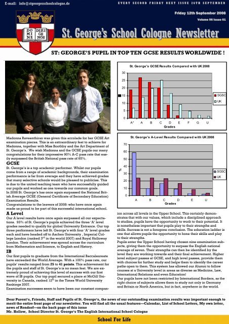 St. George's School Cologne Newsletter - St. Georges School