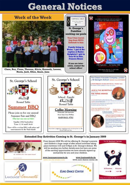 St. George's School Cologne Newsletter - St. Georges School