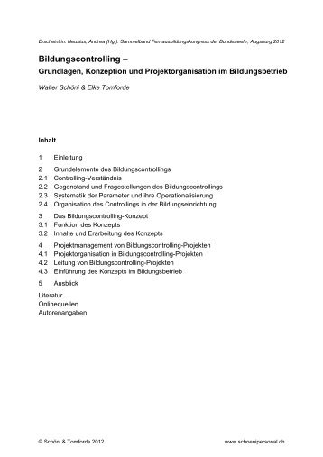 Bildungscontrolling - schöni personal & qualifikation