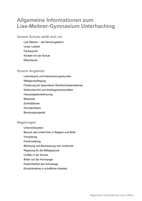 Allgemeine Informationen zum Lise-Meitner-Gymnasium Unterhaching