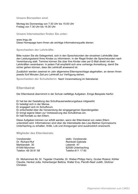 Allgemeine Informationen zum Lise-Meitner-Gymnasium Unterhaching