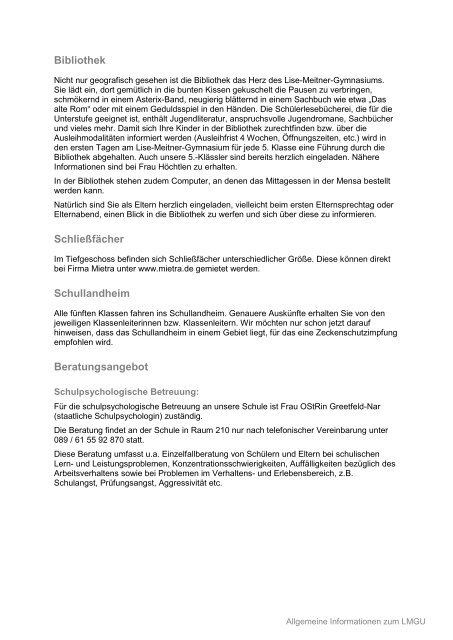 Allgemeine Informationen zum Lise-Meitner-Gymnasium Unterhaching