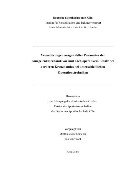 Dissertation Matthias Schuhmacher