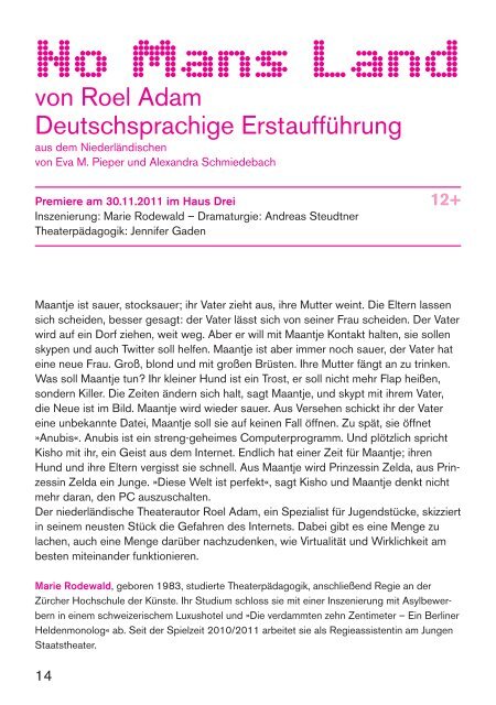 Theater und Schule Theaterpädagogisches Angebot - Staatstheater ...