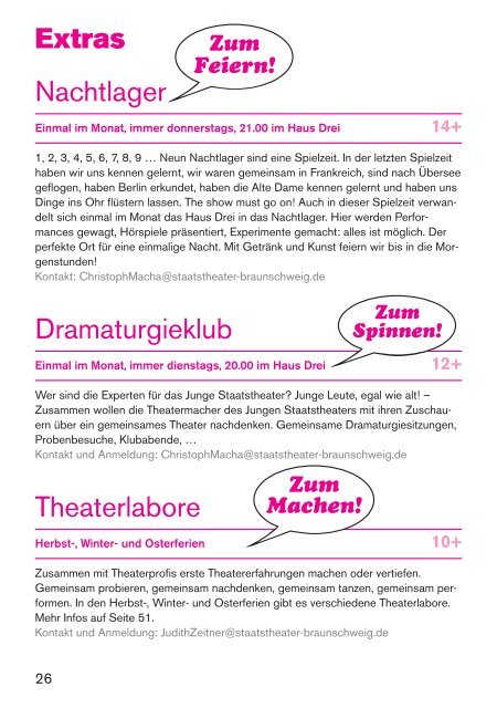 Theater und Schule Theaterpädagogisches Angebot - Staatstheater ...