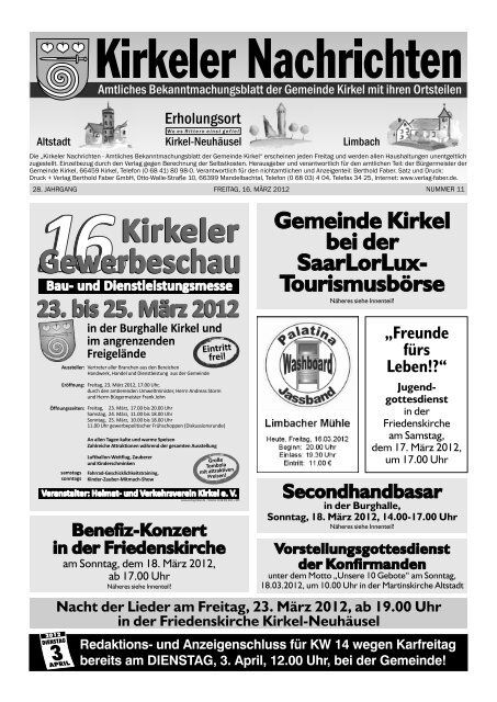 ervice - aar R S S eifen - ervice - Gemeinde Kirkel