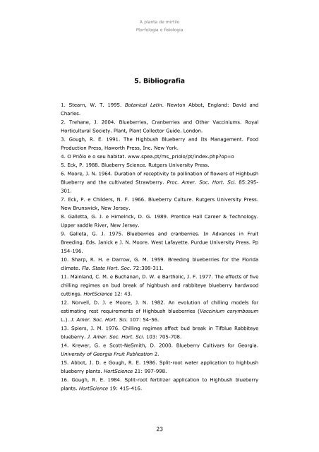 A planta de mirtilo - Morfologia e Fisiologia - INRB