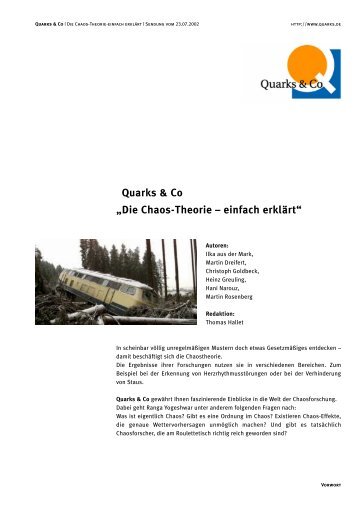 Quarks & Co | Die Chaos-Theorie-einfach erklärt - WDR.de
