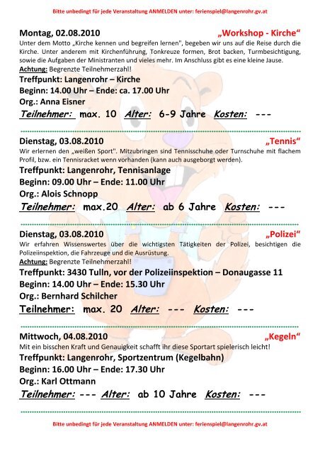 Spielepass 2010 neu - Marktgemeinde Langenrohr