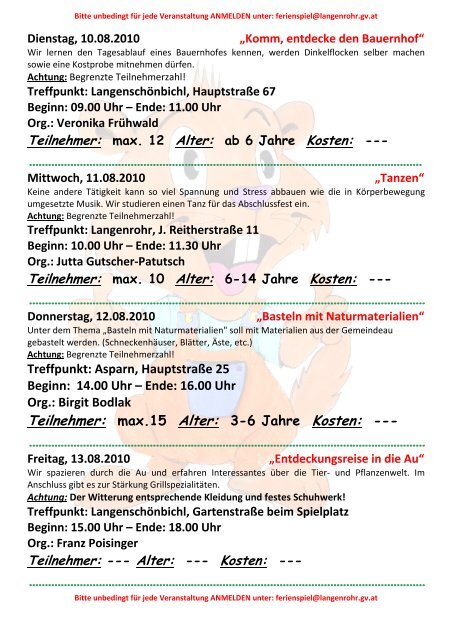 Spielepass 2010 neu - Marktgemeinde Langenrohr